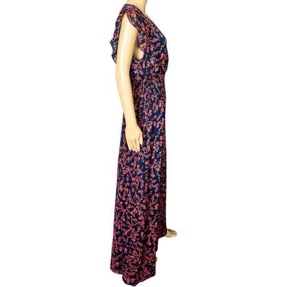 Nordstrom Chelsea28 Navy Orange Floral Print Maxi Dress Size L NWT - Picture 5 of 8